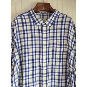 Oak Hill Shirt Mens 4XL Blue Yellow Plaid Short Sleeve Button Front Cotton